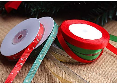 Merry Christmas Ribbons 2/5’’ Gift Ribbon for Gifts Wrapping 150 Yards Mix Designs Holiday Grosgrain Satin Ribbon Set Christmas Designs Crafts & S...