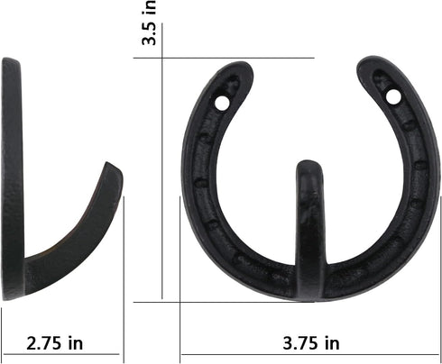 Coat Hook Hat Horse Hook Vintage Wrought Iron Wall Mounted Screws Included Wall Hook (Horseshoe)...
