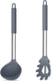 TeamFar Silicone Kitchen Utensils, 2 Pcs Large Nonstick Soup Ladle and Pasta Fork for Cooking Mixing Serving Soup, Sauce, Spaghetti, Eggs, Non-Tox...