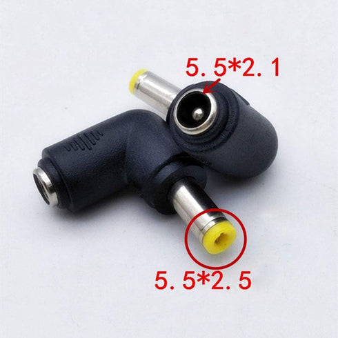 2pcs 90 Degree Angle 5.5x2.1mm Female Jack to 5.5x2.5mm Male Plug Adapter DC Barrel Power Jack Charging Cable Connector...