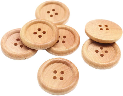 30pcs 25mm (1 inch) Wood Buttons Large Natural Wooden Buttons for Sewing Sweater Crafts Bulk...