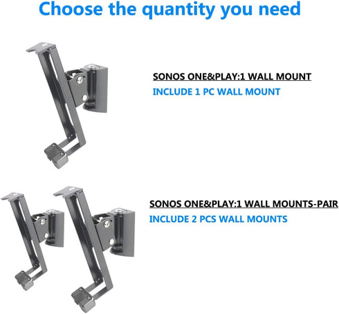 Wall Mount Bracket for SONOS ONE/SONOS ONE SL/SONOS Play 1 Speaker (Swivel and Tilt,Compatible with Both SONOS ONE/ONE SL/SONOS Play 1, Black Sing...