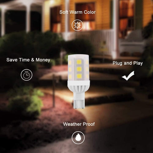 Cheopha 921 T5 T10 Wedge Base LED Light Bulb 12VAC/DC 3W Cool White 6000K 360-Degree for Outdoor Landscape Path Step Deck Light RV Camper Trailer ...
