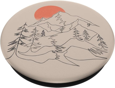 Retro Mountain Sky and Lake Beige PopSockets Adhesive PopGrip...
