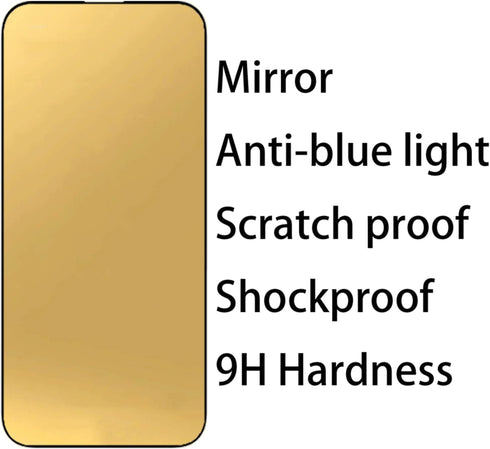 2 PCS Anti-Blue Tempered Glass Mirror Screen Protector Film Suit for iPhone 14 Pro Max, 6.7 inch 9H Hardness Anti-scratch Full Covered (Gold)...