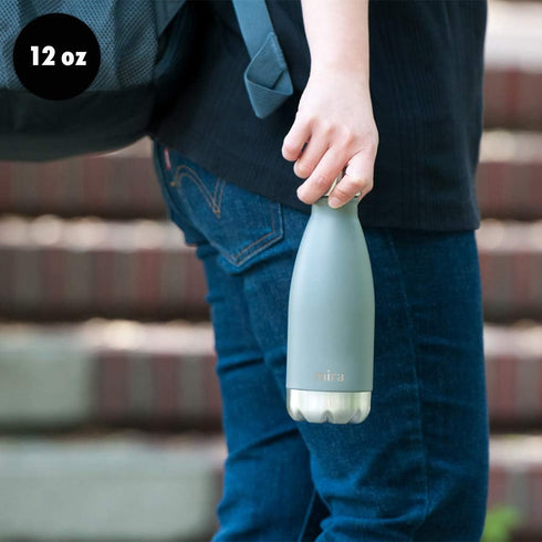MIRA 12 oz Insulated Water Bottle - Slim Stainless Steel Cola Shape Thermos - Double Wall Hot & Cold Flask (24Hr Cold/12Hr Hot) - Pearl Blue...
