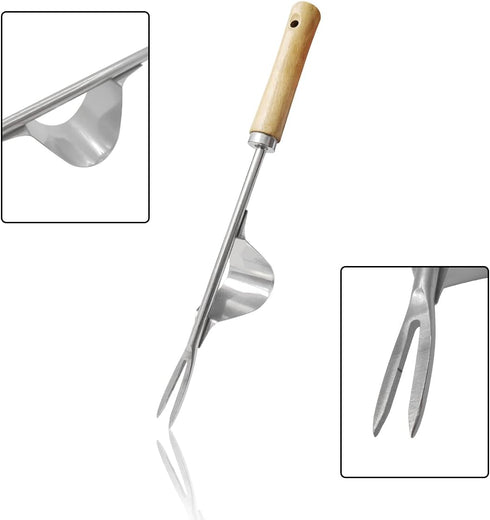 zhuohai Garden Hand Weeder Weeding Tools Gardening Stainless Steel Garden Weeder Tool for Yard Lawn and Farm(Wood Handle)...