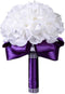 Wedding Bouquets for Bride white, Wedding Bouquet Bridesmaid?Bridesmaid Holding Flowers for Wedding Decoration (Purple+White)...