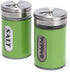 Salt and Pepper Shakers Stainless Steel and Glass Set with Adjustable Pour Holes (Green)...