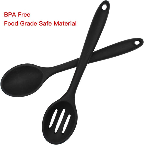Product image 2 Pieces Silicone Nonstick Mixing Spoons, BPA Free and Food Grade Serving Cooking Spoon, High Heat Resistant to 480°F, Hygienic Desi...