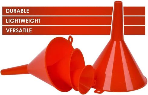 DEDICO Oil Funnels - Plastic Funnel Set for Car, Automotive, Kitchen - Mini, Small, Large Red (8pcs)...
