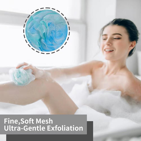 Mesh Pouf Loofah Sponge Pack of 4 Bath Shower Loofah Sponge Deep Cleansing Body Scrubber Balls Exfoliating Bath Sponge Cleanse Soothe Skin Luffa E...