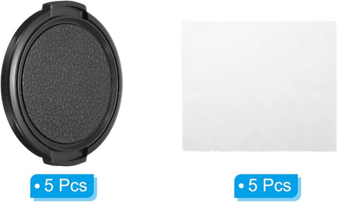 PATIKIL 52mm Lens Cap, 5 Pack Sides Pinch Snap Camera Lens Cover for Front Lens with Cloth, Suitable for 52mm Thread Universal DSLR Lenses for Nik...