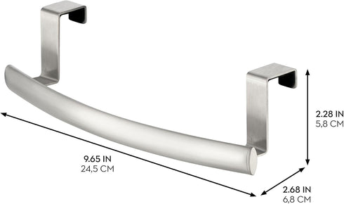 iDesign Axis Curved Over-the-Cabinet Kitchen Bar Holder for Dish and Hand Towels, Pot Holders, 9.75" x 2.75" x 2.5" - Brushed Stainless Steel...