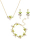 Caiyao Lily of the Valley Rose Flower Leaf Necklace Drop Dangle Earring Bracelet Set for Women Mom Friend Mother Vintage Tassel Chain Necklace Bri...