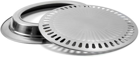 BBQ Plate,korean Style Stovetop,Smokeless Indoor Stainless Steel Non-stick Roasting Round Barbecue Grill Pan For Indoor Outdoor Camping BBQ, Cooki...