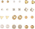 Crystal Pearl Stud Earrings Pack Bride Earring Sets for Women Rhinestone Geometric Heart Earrings Ear Studs Set Gold Earrings for Wedding Birthday...