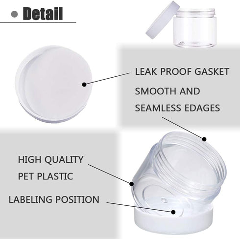 20 PCS 2oz Plastic Empty Jars with Lids(White),Wide-Mouth Refillable Storage Containers for Cosmetics,Empty Storage Container for Candy,Beads,Slim...