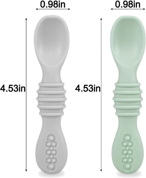 PandaEar Silicone Baby Feeding Set| 2 Pack Silicone Divided Suction Plate with 2 Pack Spoons | Baby Led Weaning Supplies Self Feeding Eating Utens...