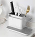 3-in-1 Sink Caddy Sponge Holder, Sturdy Countertop Cutlery Holder Organizer -Kitchenware Holder, Brush Holder + Dish Cloth Hanger (Light Gray)...