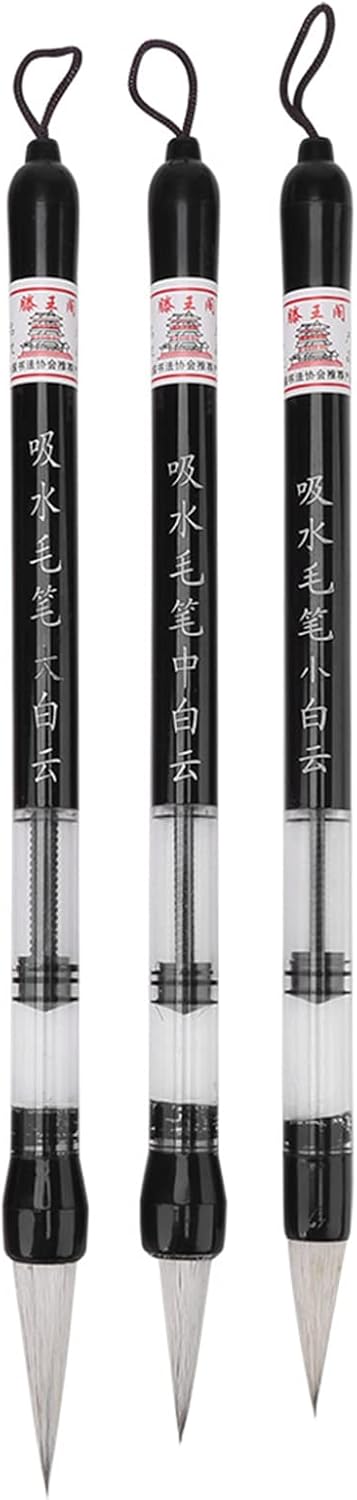 6 Pcs/Set Water Brush Pen, Piston Water Color Brush Chinese Japanese Calligraphy Pen for Beginner Painting Reusable Brush Drawing Pen Art Supplies...