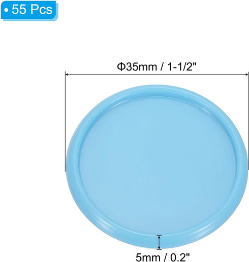 PATIKIL 35mm 1-1/2" Light Blue Plastic Round Book Binding Discs, 55 Pcs Discbound Expansion Discs Plating Round Binder Rings for DIY Notebook Plan...
