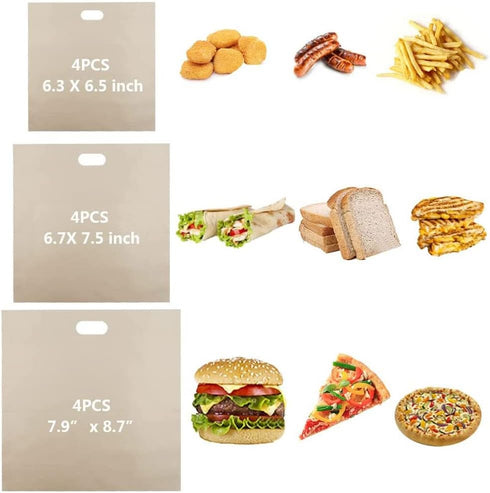 Toaster Bags Reusable for Grilled Cheese Sandwiches | Safest On The Market - 100% BPA & Gluten Free | Non Stick Toast Bag (12PCS)...