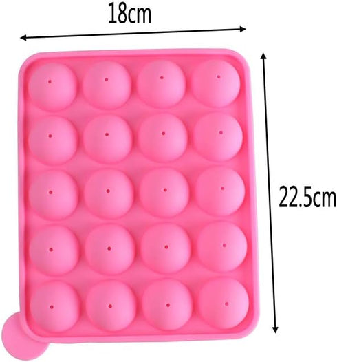 20 Cavity Silicone Pink Lolly Pop Party Cupcake Baking Mold Cake Pop Stick Mold Tray...