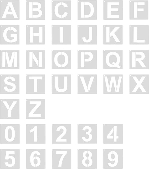 4-inch Alphabet Letter Stencils and Number Stencils for Spray Painting, Set Include 36 PCS Letter Stencils for Painting on Wood, Wall, Glass, Canv...