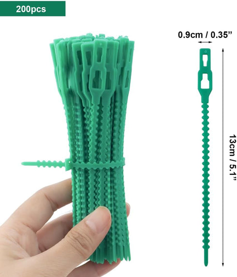 200 Pieces Adjustable Garden Plant Twist Ties, Reusable Green Garden Ties Gardening Ties, Reusable Garden Plant Twist Tie Plastic Garden Ties Plan...