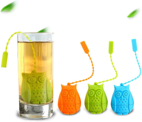 Tvoip 3Pcs Food Grade Silicone Tea Infuser Filter Creative Cartoon Owl Tea Strainer Container Reusable Tea Bags Teapots Accessories...