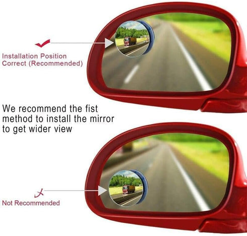Blind Spot Mirror, 2" Round HD Glass Frameless Convex Rear View Mirrors Exterior Accessories with Wide Angle Adjustable Stick for Car SUV and Truc...
