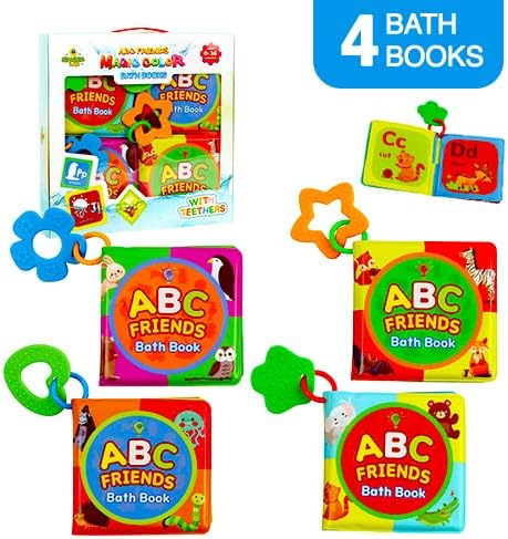 ABC Friends Magic Color Bath Books - 4 Bath Book Set - Educational Baby Bath Toys - Magic Appearing Animals in Water - Teething Toys for Babies - ...