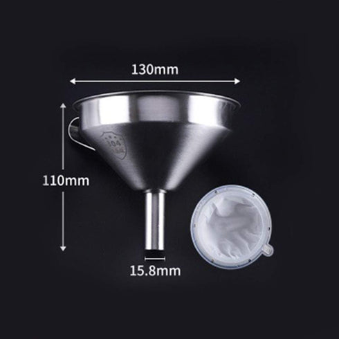 Stainless Steel Funnel with Fine Mesh Strainer, 5-Inch Metal Hopper with Handle, 300 Mesh Cooking Oil Filter Jam Straining Set for Transfer of Liq...