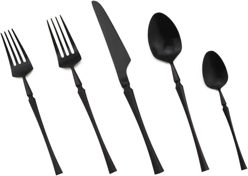 Gugrida Unique & Beautiful Flatware Set - 5 Piece Iridescent Silverware Sets | 18/10 Stainless Steel Reusable Cutlery Set | Black Utensils Service...