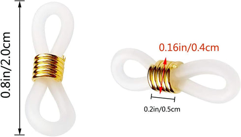 TTSAM 40 Pieces Eyeglass Chain Ends Adjustable Rubber Spectacle End Connectors for Eye Glasses Holder Necklace Chain (White and Gold)...