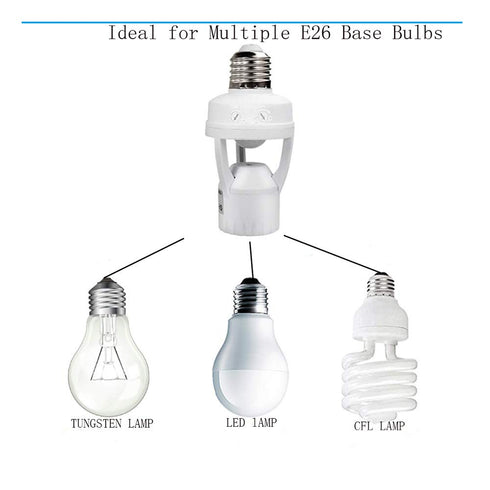 Motion Sensor Light Socket,PIR Motion E26 Screw Bulb Adapter, Auto On/Off Night Light Control Smart Sensor Bulb Adapter for Storage Room, Garage L...