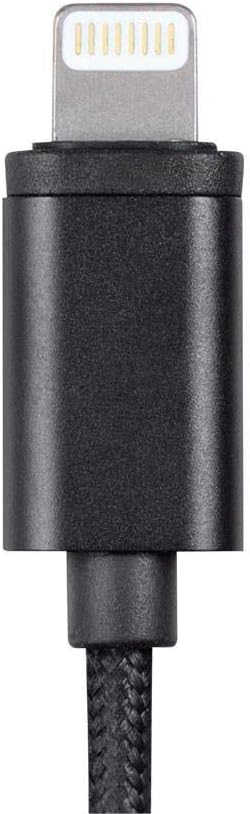 Monoprice MFi Certified Lightning to 3.5mm Jack Audio Adapter - Nylon Braided, Black...