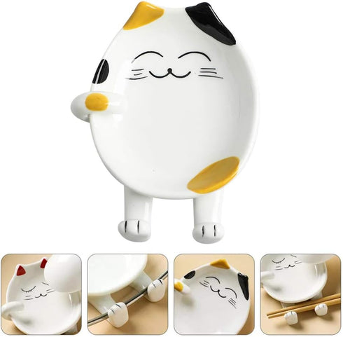 OURASHERO Multifunctional Ceramic Spoon Rest for Kitchen, Cute Cat Shape Cooking Utensil Holder Pot Lid Rack Coffee Spoon Rest Ladle Rest Spatula ...