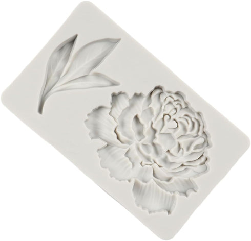 Peony Flower and Leaves Silicone Fondant Mold for Cake Decoration Chocolate Cupcake Topper Candy Sugar Craft Polymer Clay Gum Paste...