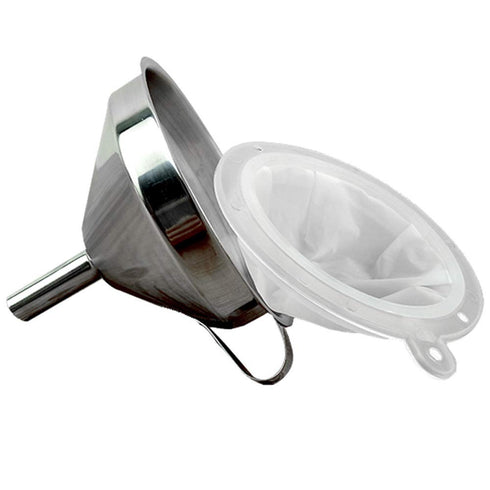 Stainless Steel Funnel with Fine Mesh Strainer, 5-Inch Metal Hopper with Handle, 300 Mesh Cooking Oil Filter Jam Straining Set for Transfer of Liq...