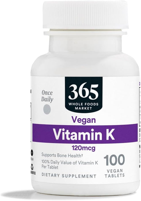 365 by Whole Foods Market, Vitamin K 120 MCG, 100 Tablets...