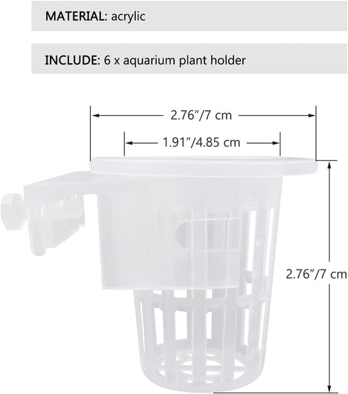 6Pcs Acrylic Aquarium Plant Holder Top of Tank Aquatic Plant Cups Aquarium Plant Pot Fish Tank Plant Basket Aquarium Planter Cups for Aquarium Dec...