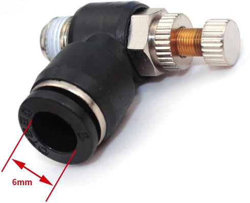 Beduan Pneumatic Push to Connect Air Flow Control Valve, 6mm Tube OD x M5 Male Thread, Elbow 90 Degree Switch Valve Adapter Fitting...