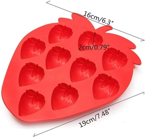 Chocolate Candy Silicone Mold, Strawberries/Pineapples/Apples/Grapes Flexible Baking Molds for Ice Cube, Jelly, Biscuits, Gummy Candies (Strawberr...