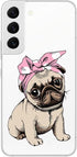 Blingy's for Samsung Galaxy S22 Case, Fun Pug Design Cute Dog Pattern Cartoon Animal Style Transparent Soft TPU Protective Clear Case Compatible f...