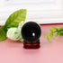 JIC Gem Small Black Obsidian Sphere Ball with Wooden Stand for Fengshui Healing Crystal Decoation Meditation Ball (2.2", 55mm)...
