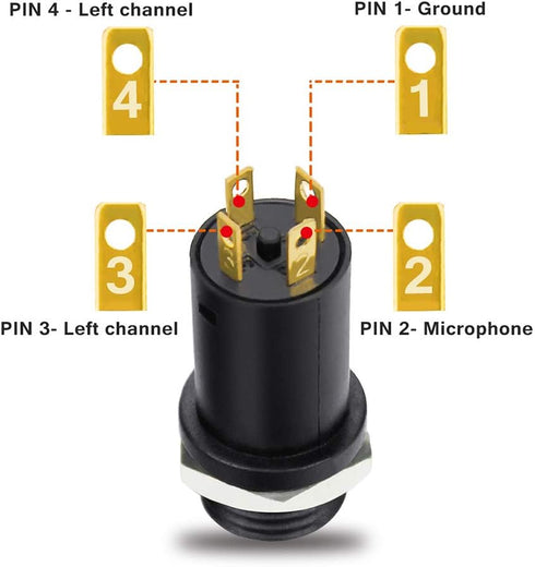 10pcs 3.5mm Mini Stereo Female Jack Socket Plug with Nuts 3.5mm Stereo Panel Mount Jack Solder Connector Headphone Audio Video Vertical Socket 4 P...