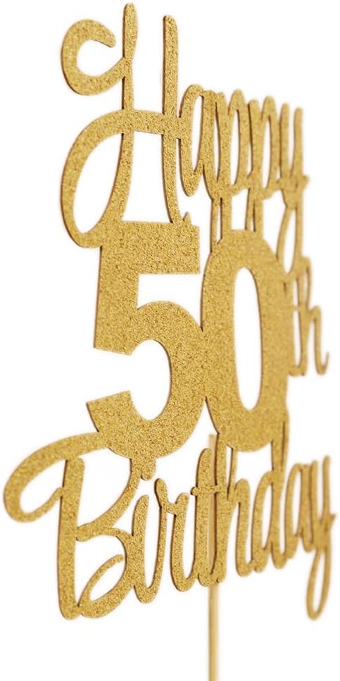 Happy 50th Birthday Cake Topper - 50th Birthday Decorations,50th Topper,50 Cake Party Decorations,50 Anniversary Decor...