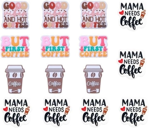 Coffee Themed Silicone Focal Beads Rubber Beads Kit Bulk for Beadable Pens Keychain Jewelry Making DIY Keychain Supplies Focal Pen Beads (Coffee S...
